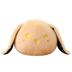 Joli coussin en peluche lapin marron avec yeux étoiles doux jouet kawaii pour le lit
