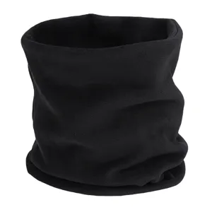 Black fleece neck warmer for winter outdoor sports, windproof thermal snood scarf for adults.