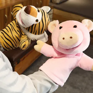 Cute animal hand puppets plush toys tiger and pig design for storytelling and early education.
