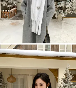 Detailed view of white plush faux fur winter scarf, cozy and warm cold weather apparel.