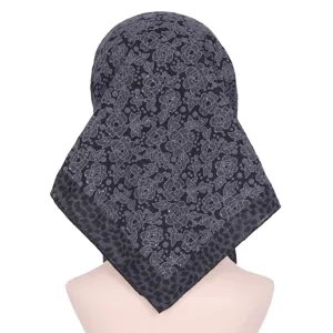 Black rhinestone headscarf women hijab sequin square scarf religious floral thin wrap