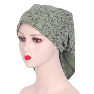 Floral print headscarf for women, lightweight cotton hair wrap, perfect for outdoor sun protection.