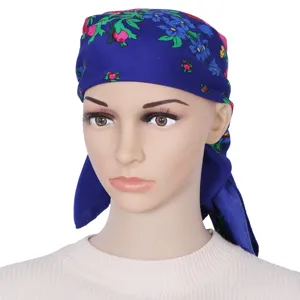 Etnische bloemige katoenen hoofddoek vierkante wikkel hoofdbescherming dames mode.