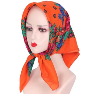 Etnische bloem katoenen hoofddoek 70cm vierkante wikkel sjaal voor vrouwen stijlvol