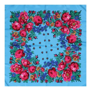 Russian ethnic style floral printed square scarf, 70x70cm cotton headscarf for women.
