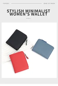 Elegante minimalistische Damenbrieftasche mit Reissverschluss und praktischem Münzfach.