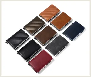Minimalistisches Carbonfaser Aluminium Kartenetui Pop-up RFID sichere Geldbörse Kartenhalter.