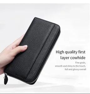 Japanischer Stil echtes Leder lange Brieftasche RFID Anti-Diebstahl Karten Kupplung Tasche.
