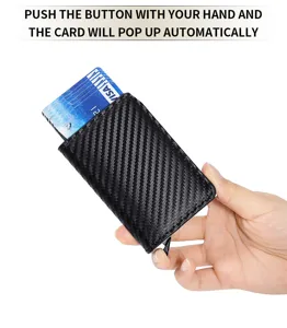 Kohlefaser automatisches Pop-up Kartenetui RFID-sperrende schlanke Metallkartenhalterung Detail