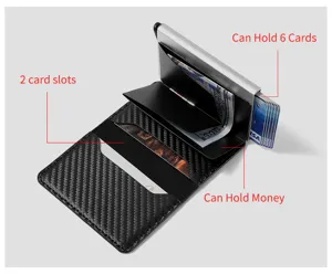 Kohlefaser Metall automatischer Pop Up Kartenhalter Geldbörse RFID Anti Diebstahl Etui