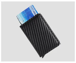 Kohlefasern Automatisches Kartenetui RFID Schutz Aluminium Metall Geldbörse Kartenhalter