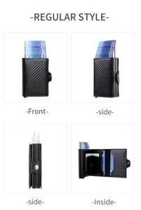 Carbon fiber texture card holder detail, side button pop-up mechanism and card slots.