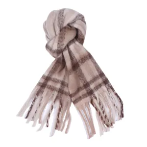 Winter cozy plaid scarf warm thick soft shawl classic tartan design for women fashionable