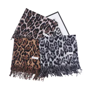 Classic leopard print tassel scarf women autumn winter warm imitation cashmere shawl wrap
