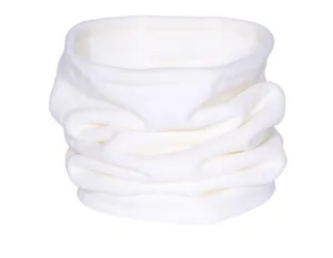White fleece neck warmer for winter outdoor cycling, windproof thermal winter snood scarf.