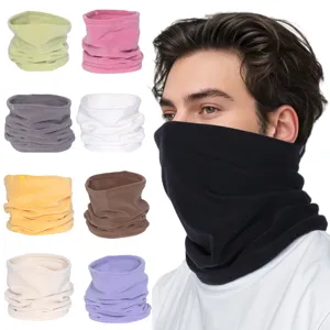 Winter Cycling Warm Fleece Neck Gaiter Windproof Thickened Pull-Over Scarf For Men And Women Solid Color