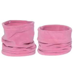 Winter thermal fleece neck warmer for outdoor cycling, windproof pink pull-over snood scarf.