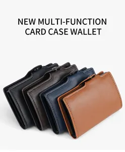 Multi-function popup card case wallet with RFID blocking and stylish PU leather design.