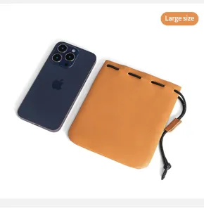 Echtleder Kordelzug Beutel Geldbörse, große tragbare Schmuck Kosmetik Aufbewahrung Tasche.