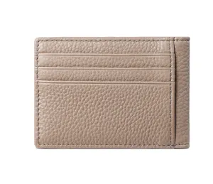 Tarjetero de piel auténtica, mini monedero con patrón litchi, funda de carné ultradelgada.