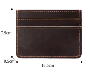 Portacarte in vera pelle vintage portafoglio sottile minimalista da uomo elegante.