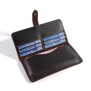 Vintage Crazy Horse Leder Geldbörse Herren Echtleder dreifach Kartenhalter Clutch Tasche