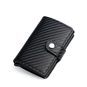 Etui carte metal anti RFID avec rabat portefeuille automatique pop up vue principale