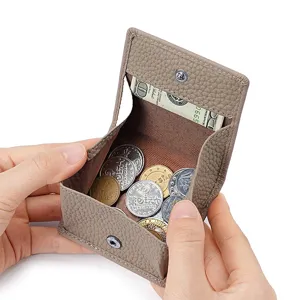 Japanese style women genuine leather coin purse mini bifold portable cowhide wallet for daily use