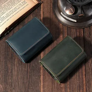 Vintage crazy horse leather card holder accordion multi slot coin purse wallet main view