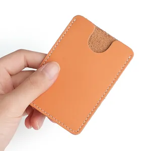 Porte-cartes minimaliste en cuir veritable slim mini pour cartes de credit unisexe