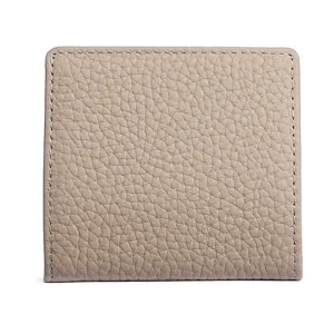 Minimalist genuine leather bi-fold coin purse for women, compact portable mini wallet with texture.
