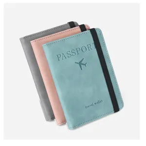 Portapasaportes Bloqueo RFID para Hombre Cartera de Viaje Multifuncional de Cuero PU Funda de Pasaporte Organizador de Tarjetas