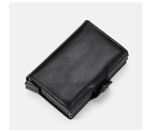 Men's automatic pop-up card wallet PU leather slim card holder minimalist card case case.