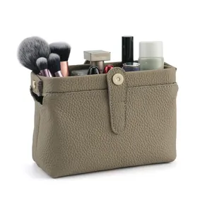 Genuine Leather Men Clutch Bag Vintage Cowhide Kiss Lock Cosmetic Bag Multifunctional Travel Toiletry Organizer Purse