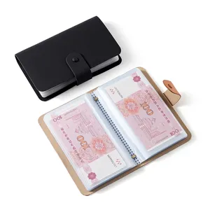 Leather banknote collection album cash storage book money protector organizer for currency