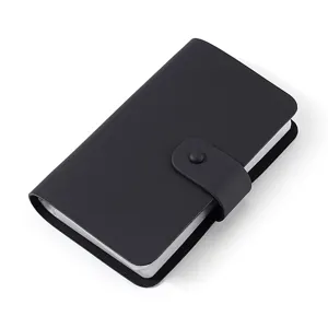 Black leather currency collection album with snap button, large capacity for money bills.