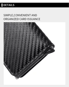 Kohlefaser automatisches Pop-up Kartenetui Metall Geldbörse RFID Schutz minimalistisch