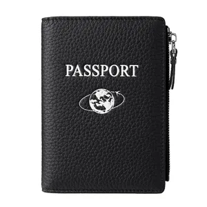 Portapassaporto in Vera Pelle Blocco RFID Portafoglio da Viaggio Porta Carte Organizer Per Uomo E Donna