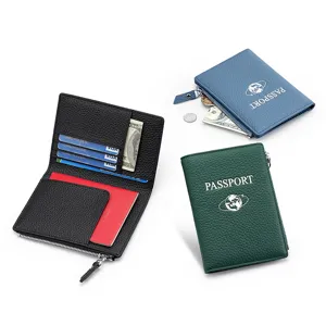 Portafoglio passaporto in vera pelle blocco RFID con scomparti carte viaggio