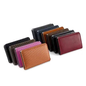 Automatisches Pop-up Kartenetui PU Leder Brieftasche RFID Schutz Aluminium Metall