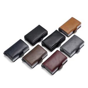 Men's PU leather automatic pop-up card holder wallet case multi-color set main view