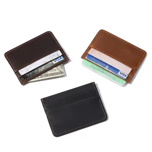 Portacarte in vera pelle minimalista sottilissimo portafoglio di credito retro custodia per carte