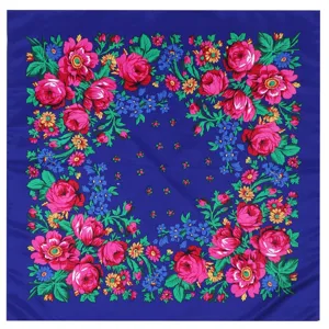 Russian ethnic floral square scarf cotton vintage headscarf for women 70x70cm daily use