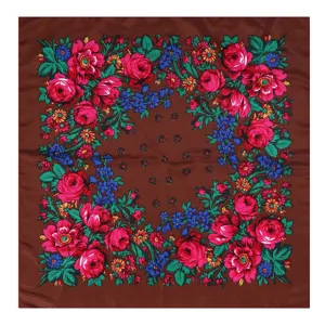 Russian ethnic floral printed square scarf for women cotton headscarf 70x70cm new