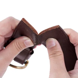 Men's vintage genuine cowhide leather belt thick strap close-up product main image.