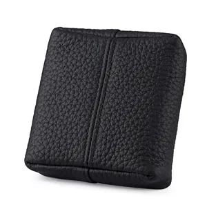 Mini Genuine Leather Coin Purse Earphone Storage Bag Compact Women Black Pouch Main Image