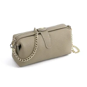 Stylish shoulder cosmetic bag toiletry pouch with chain strap and clasp closure for women everyday.