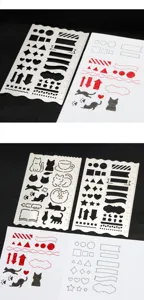 Stainless steel multi-functional drawing stencil ruler with geometric patterns for office art.