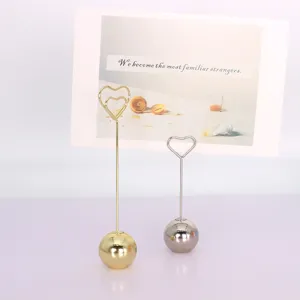 Creative Metal Crystal Card Holder Wedding Place Card Holder Heart Round Desktop Memo Clip Office Party Decor