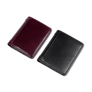 Men's Genuine Leather Trifold Wallet RFID Blocking Card Holder Short Retro Purse for Men